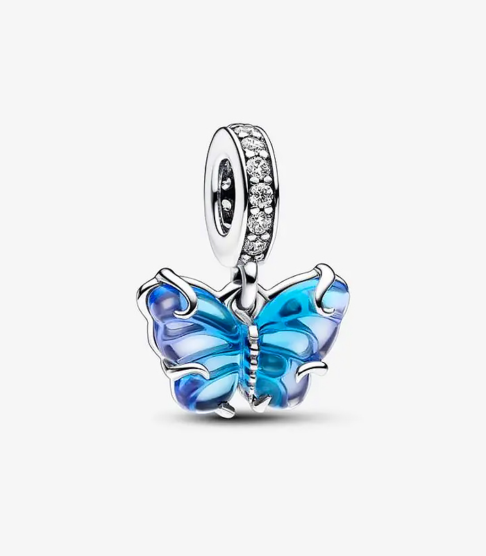 Blue Murano Glass Butterfly Dangle Charm